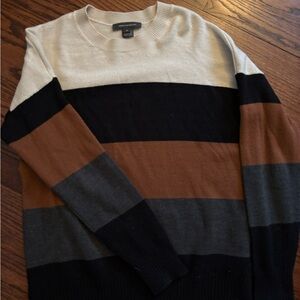 French Connection Striped Brown Colorblock Sweater